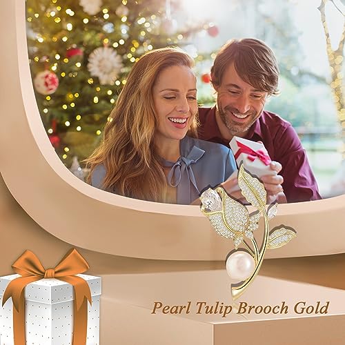 Image of Fashion Flower Brooches for Women Rhinestone Flower Brooches Pins 18k Gold Plated Lapel Pins Jewelry for Girlfriend Wife