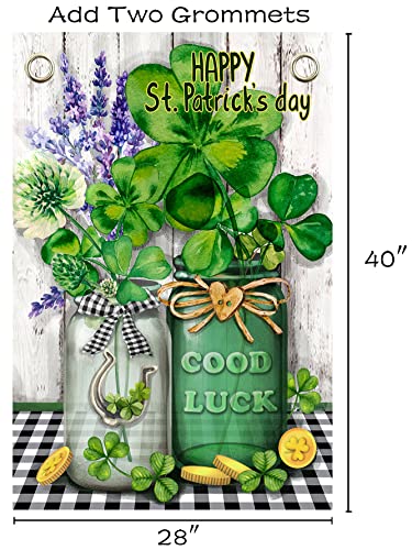 St Patrick's Day Flag,Shamrock Gold Coin Vase St Patricks Flag 28 X 40 Inch Clover Double-Sided Display With 2 Grommets Double Thickness House Flag For Garden And Home Decorations #TOP5