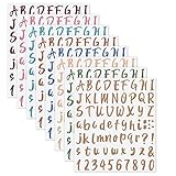 576 Pieces 8 Sheets Letters Stickers Self Adhesive Vinyl Letter Alphabet Number Stickers Mailbox Numbers Sticker, Decals for Classroom Decor, Sign, Door, Business (Delicate Colors, 1 Inch)