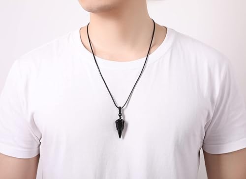 Miniatura 4 de XIANNVXI Collar puntiagudo con piedra de cristal curativo, cuerda negra ajustable, collar con colgante de piedras preciosas naturales, joyería para