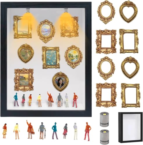 Boîte à Silhouettes de Mini-musée DIY avec cadres dorés et LED - 2