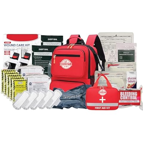 SAFECASTLE Emergency Compact Kit Premium Trauma Medical Kits for Emergencies, Schools, Outdoors and Home Includes First Aid Kit, Bleeding Control Kit, Combat Tourniquet, Chest Seal Total 317 Pieces Cover