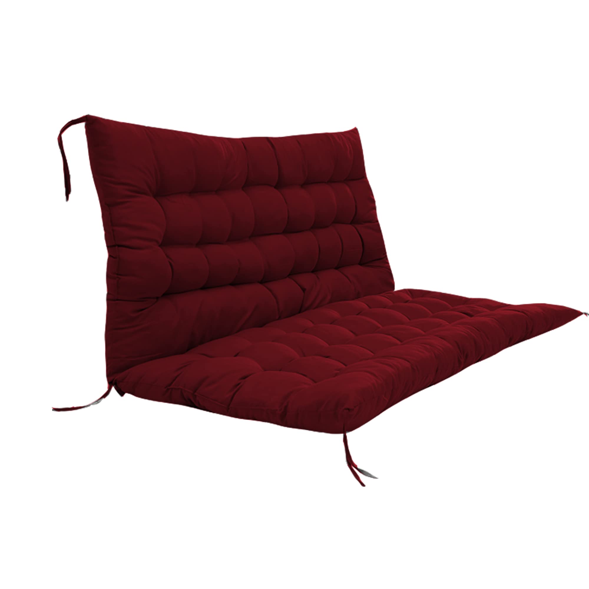 Cuscino spesso antiscivolo per panca con schienale, per dondolo a 2/3 posti, rosso scuro, 100 x 100 x 8 cm, cuscino per mobili da esterno, per giardino, patio, cortile, divanetto