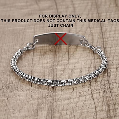 LinnaLove Stainless Steel Interchangeable Chain for Medical Alert id Bracelets for Women and Men (Rolo-7 in)