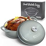 7 Quarts OVAL DUTCH OVEN POT WITH LID. Choose a perfect dutch oven for bread baking. This 7 Quarts oval large-sized oven-safe dutch oven is perfect for 6-person meals, cooking for a crowd, and simmering a stew. DUTCH OVEN POT WITH SELF-BASTING LID. T...