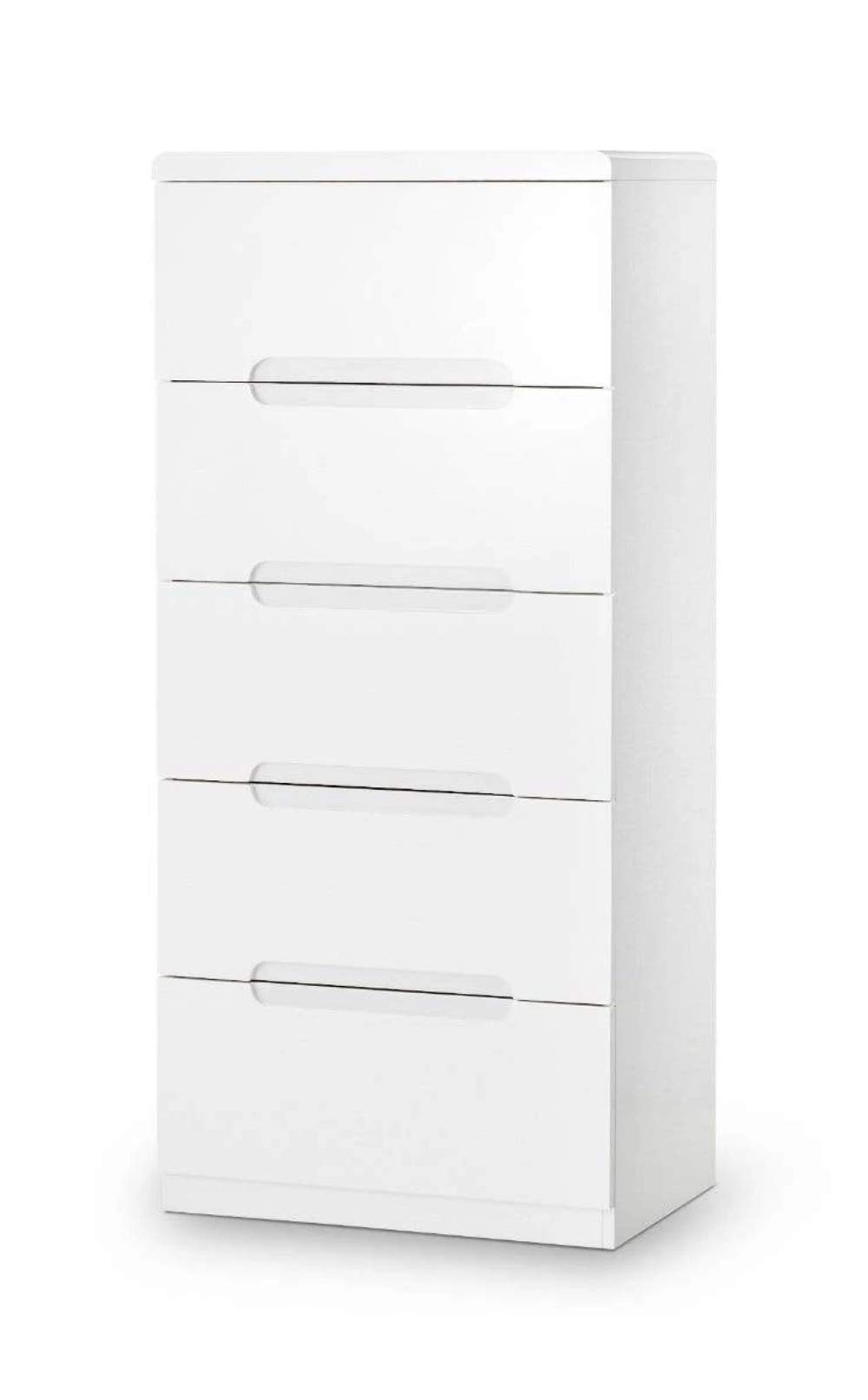 Julian Bowen Manhattan Chest of Drawers, 5 Drawer, Gloss White - H128xW58cm
