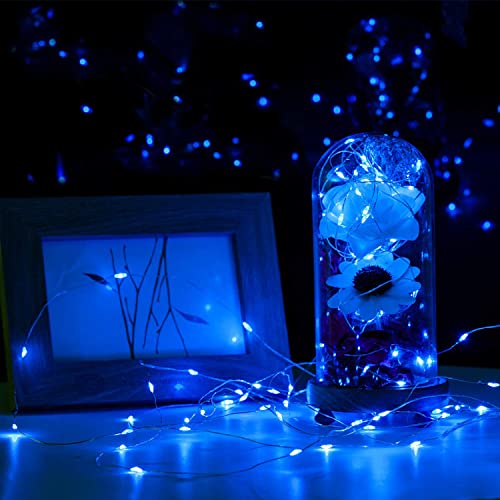 PONYOTOP-Led-Lights-Battery-Operated-String-Lights-Waterproof-100-LED-Fairy-String-Lights-Starry-String-Lights-for-Wedding-Home-Parties-Christmas-Holiday-2PC-Blue