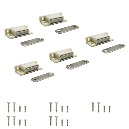 VOLO Polyvinyl Chloride Door Catcher/Door Magnet For Cabinet Cupboard Wardrobe Kitchen Bathroom Office/Door Closer Magnet(White)Pack Of 5 Pcs.