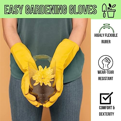 Image of Reusable and Washable Dish washing /Kitchen /Industrial /Gardening Rubber Latex Hand Cleaning Gloves For Men Women 12 Inches Long (Large, 4)