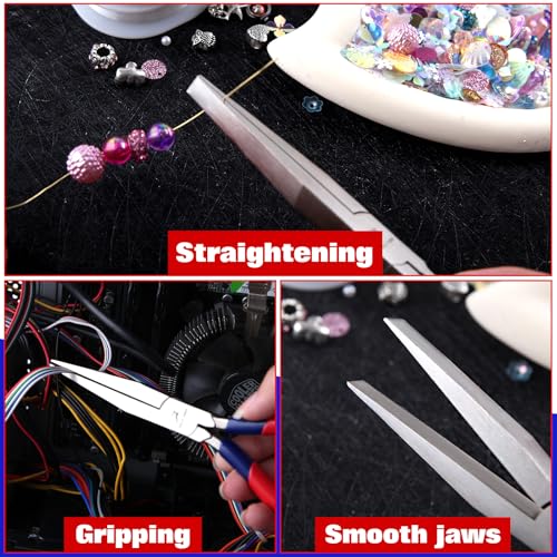 GOLD DEER Alicate de ponta plana de 17,8 cm de comprimento de mandíbula lisa, cabeça estendida, alic