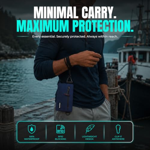 Image of Drench RFID Waterproof Floating Wallet IPX8 Dry Bag for Cards & Cash, Blue