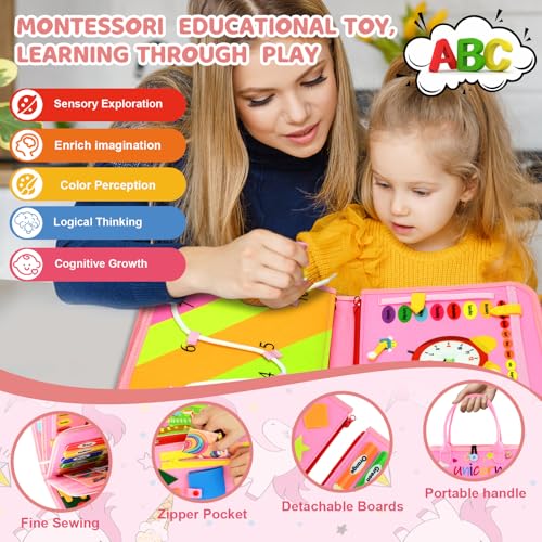 Image of Busy Board Montessori Toys for Children,Felt Sensory Activity Board Sorting Toy for Kids