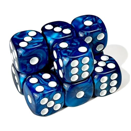 Luck Lab 10 Pack 16mm D6 Acrylic Dice Set - Blue Pearl