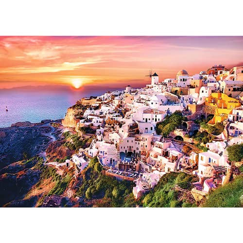 Trefl Sunset Over Santorini - Rompecabezas de 1000 piezas 26.9"x18.9" miniatura 2