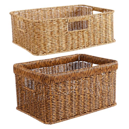 Panier en osier rustique renforcé Gcroet d'une grande capacité