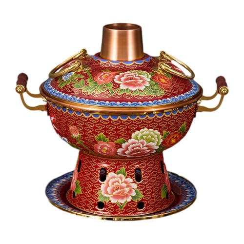 SiaBiced Pentola di Cucina in Rame per Shabu Shabu, Ideale per L'uso di Casa E Ristorante, Rosso