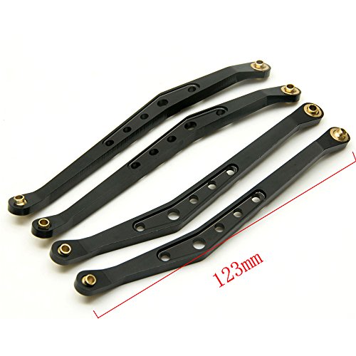 Que-T 8 Pcs Aluminum Linkage Rod Arm Set / Upper And Lower Suspension Links Set Of 8 For 1/10 Axial Wraith 90018 Rc Truck (Black, Type A) #TOP2