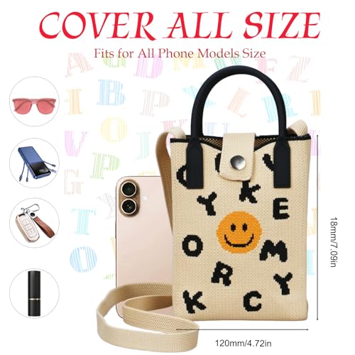 Spacious cell phone wallet knit small phone purses with crossbody strap Suitable for women traveling with small items4