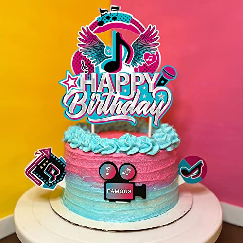Music Birthday Cake Topper 25Pcs Music Cupcake Toppers For Girl's Music Karaoke Themed Cake Decorations Music Tok Party Birthday Supplies Celebration Favor #TOP26
