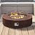 SUNBURY 42Inch Outdoor Propane Fire Pit,CSA Certified,Round Dark Brown Patio Fire Table Concrete Burner Firepits 50,000 BTU w Lava Rocks, Glass Wind Guard, Waterproof Cover