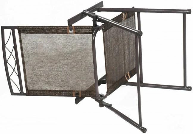 4X Coffee Folding Sling Chairs Steel FFor rame 250lb Capacity 22.4x26.8x36.6in Textilene UV-Resistant Patio Chairs with Armrests