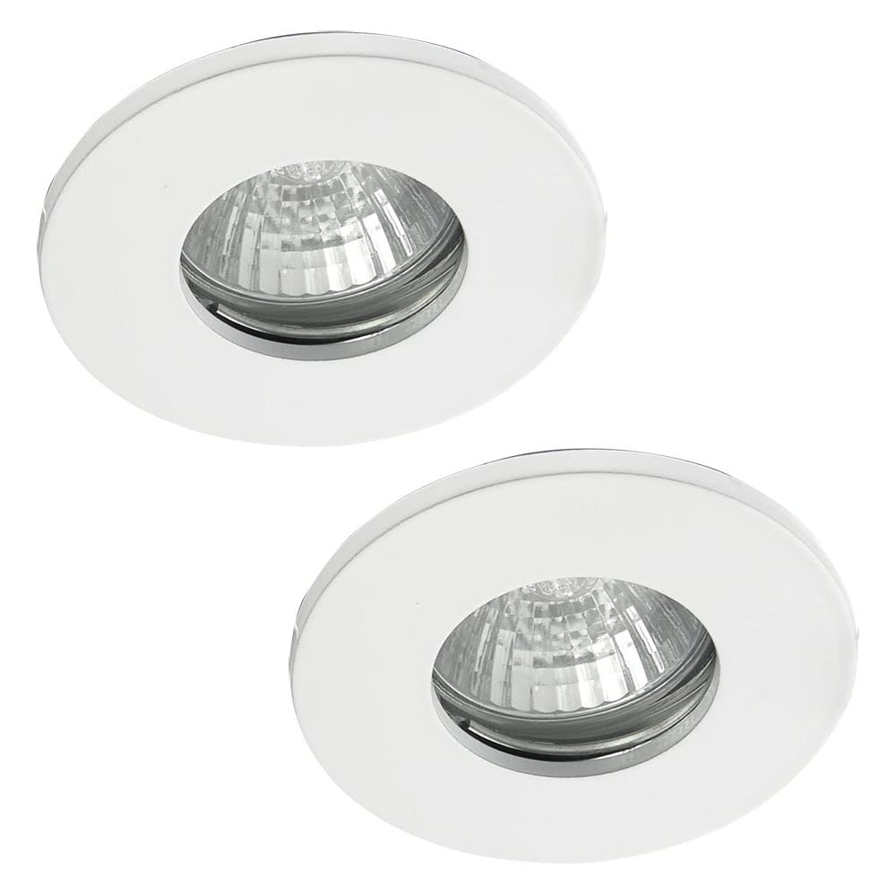 LITECRAFT Recessed Downlights Fire Rated Fixed IP65 Spotlights - (White, Pack of 2)