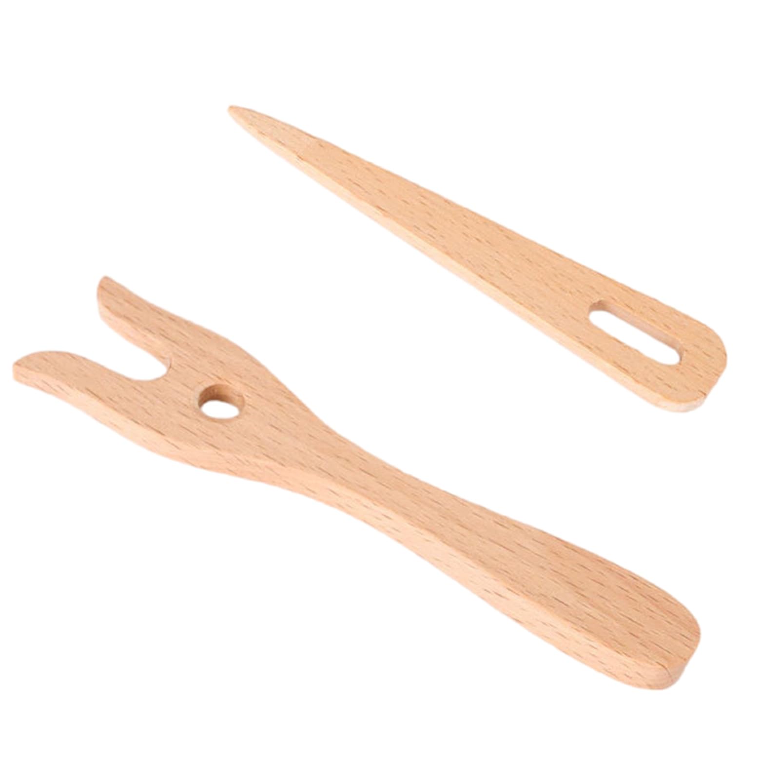 Nucelit Wood Knitting Fork Braiding Tool and Large Eye Needle Set Ergonomic Grip for Tapestry Bracelets Braiding Weaving Project Beginner Knitting Tool
