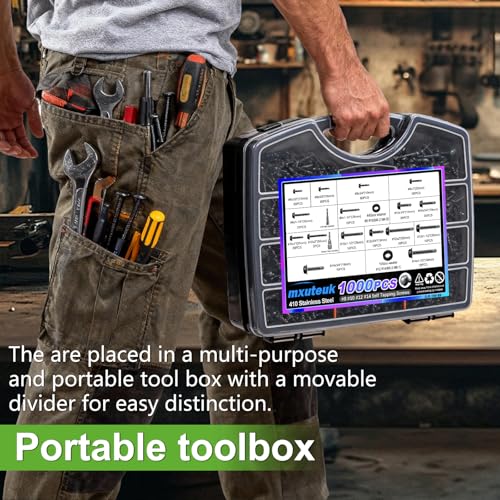 mxuteuk Tornillos autoperforantes y autorroscantes de acero inoxidable 410 con cabeza hexagonal miniatura 4