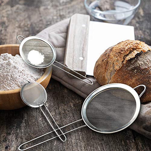 Anaeat Fine Mesh Strainers - Premium Stainless Steel Colander Sieve Sifters, with Durable Mesh and Sturdy Handle, Excellent for Sifting Dry ingredients, Flour, Pastas, Rice, Tea (3.15"+5.5"+7.87") - Image 3