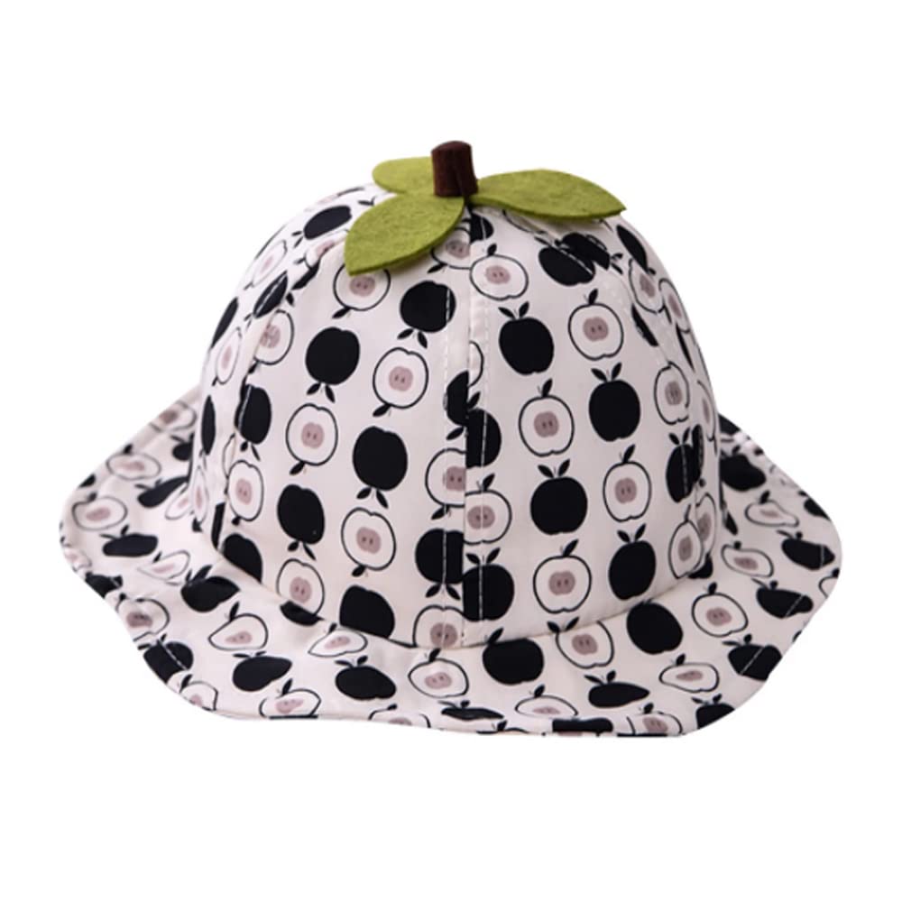 Niue Kids Boy's & Girls Summer Fruit LeafPrinted Bucket Hat (White & Black)