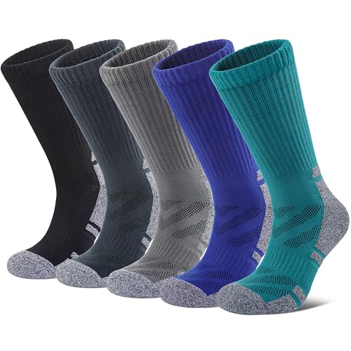 NOCIN COLOR Women's Athletic Hiking Crew Socks (5 Pairs)