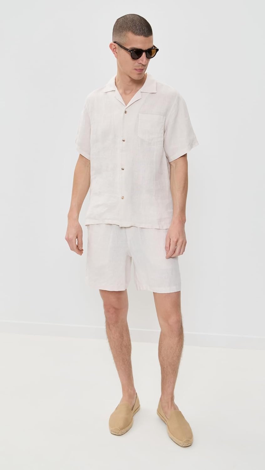 Linen Camp Shirt in Pearl by Bather