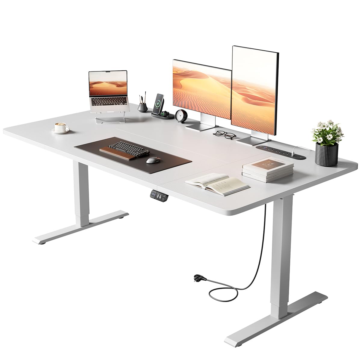 Precision Synergie Electric Standing Desk, Power Outlets, 2 Memory Buttons