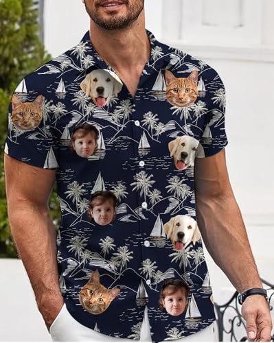 Hawaiian Shirt W/Face Custom for Men Women, Customized Tropical Floral Personalized Hawaiian Shirts Aloha Dad Shirts4