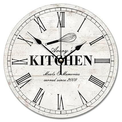 Arog Geld Rustic Kitchen Wall Clock Chef Gifts 10 Inch Large Wall Clocks Battery Operated Silent