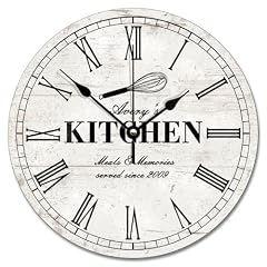 Arog Geld Rustic Kitchen Wall Clock Chef Gifts 10 Inch Large Wall Clocks Battery Operated Silent