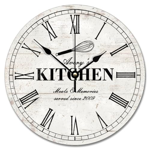 ArogGeld Rustic Kitchen Wall Clock Chef Gifts 10 Inch Large Wall Clocks Battery Operated Silent Non-Ticking Retirement Wall Decor Home Decor for Kitchen Living Room Bedroom Office