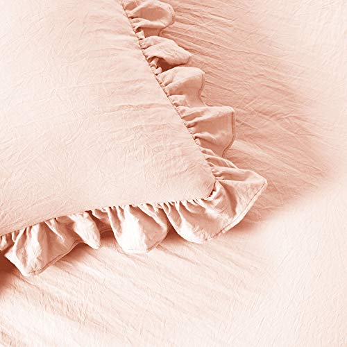 Lush Decor Ruffle Skirt Bedspread Vintage Chic Farmhouse Style Lightweight 3 Piece Set, Queen, Blush #TOP3