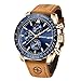 BERSIGAR Montre Homme Montres Etanche Chronographe Lumineuses Classique Montres Bracelet en Cuir Grand Cadran Date Analogique et Anti-Rayures Cadeau élégant