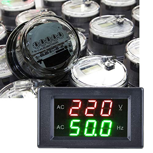 Image of Tiiyee Voltage Frequency Meter, YB4835VF Digital AC Voltmeter Panel Mounting Meter 80-500V Frequency Counter 45-65HZ LED Dual Display Ammeter Voltmeter Generator Current Tester Measuring Tool(Black)