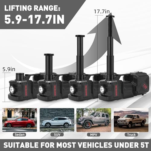 Image of Electric Car Jack Kit 5 Ton 12V Hydraulic Floor Jack with Impact Wrench and Inflatable Pump for SUV Car Emergency Repair Tire Change Kit with LED Light