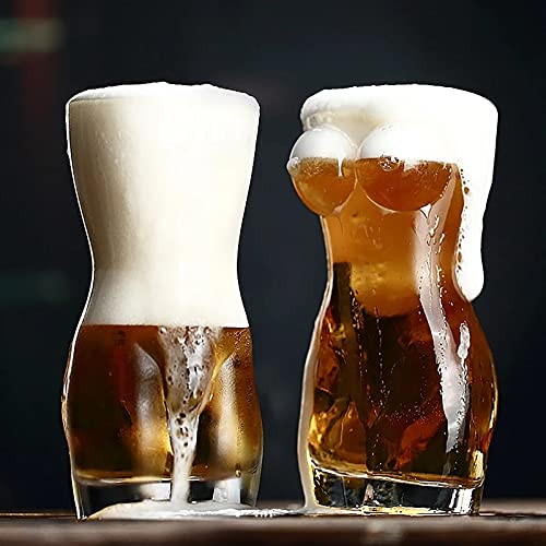 Beer Glass,14Oz Beer Mugs For Freezer,Sexy Naked Miss & Muscle Man Clear Glass Cups Unique Bar Glasses Sexy Body Wine Glasses Drinking Glasses, Body Shaped Wine Glass (Man) #TOP2