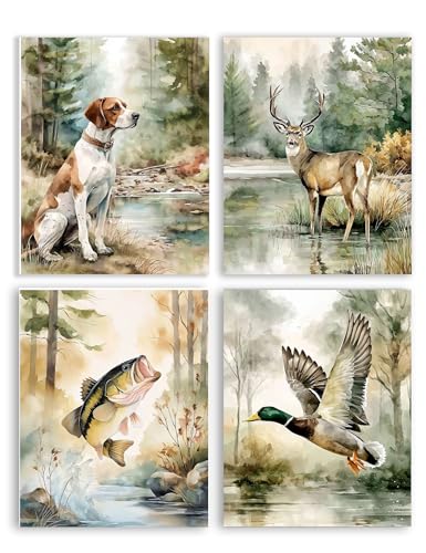 Image of Frimeeme Unframed Fishing Theme Nursery Wall Art Prints,8 x 10 In