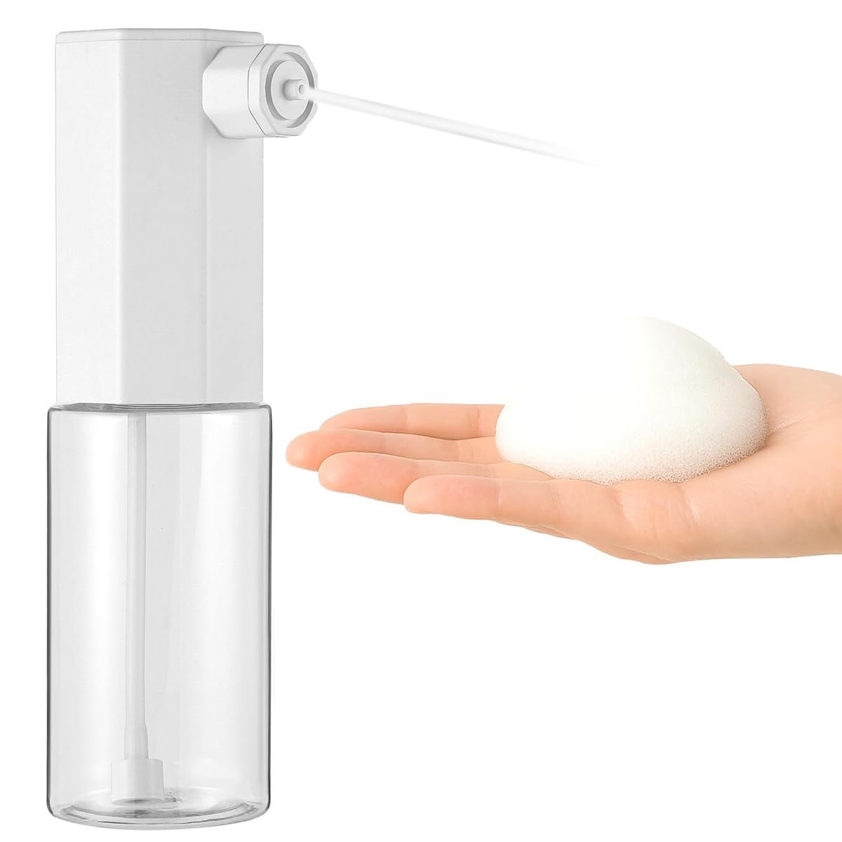 Supvox® 300ml Electric Hand Soap Dispenser, One Touch Smart Foam Sprayer, Clear Cleanser Container, USB Rechargeable 1000mAh Multipurpose Soap Foamer for Kitchen, Bathroom, Restroom-image-23