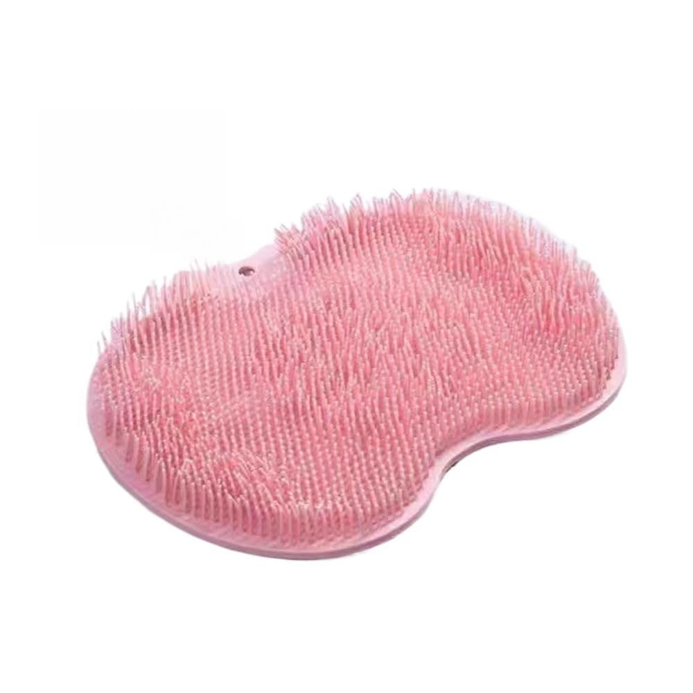 Almohadilla for pies de ducha con ventosa fuerte, masaje silicona y exfoliante for suelo (rosa)