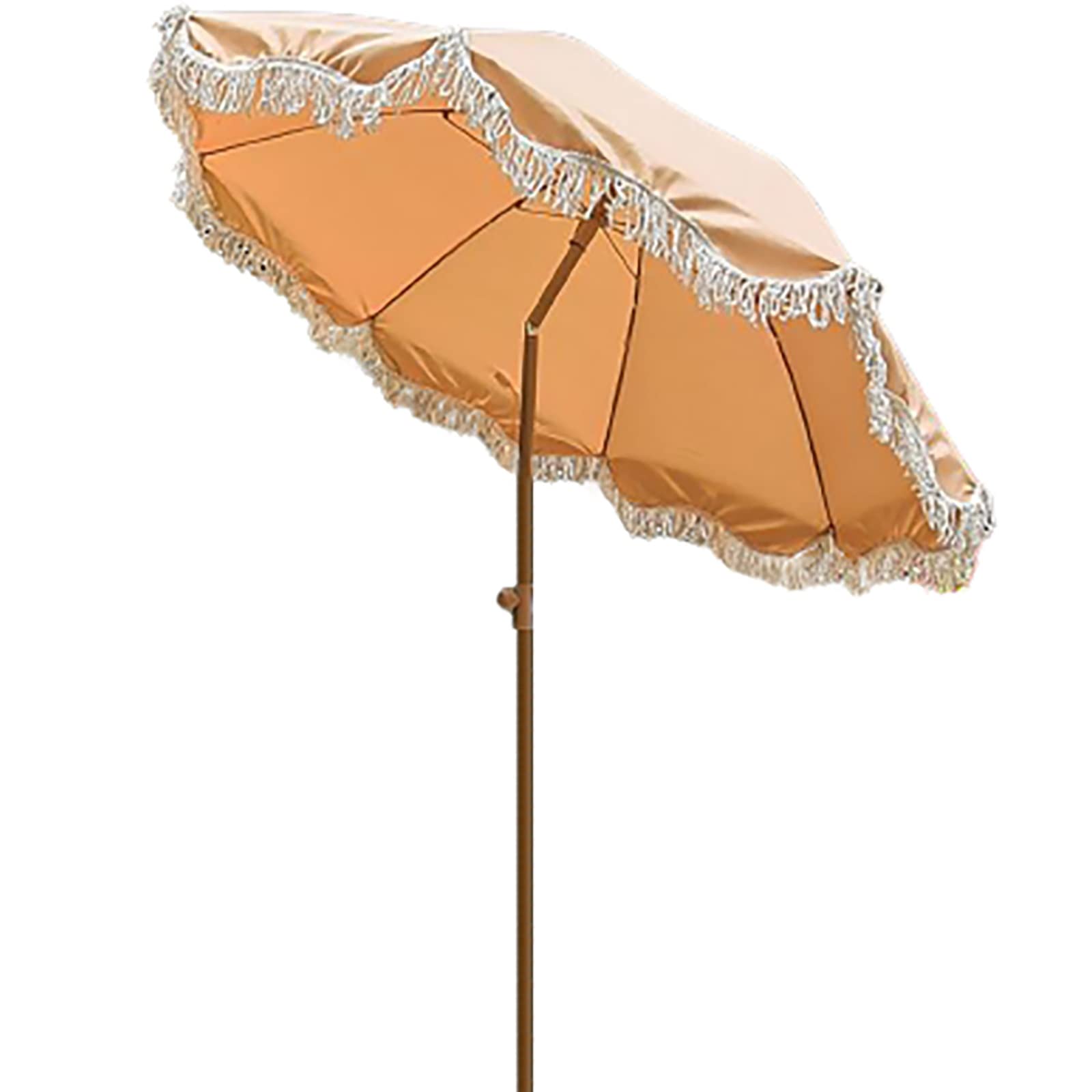 Parasol de jardín de 2m color café con flecos estilo vintage ajustable 8