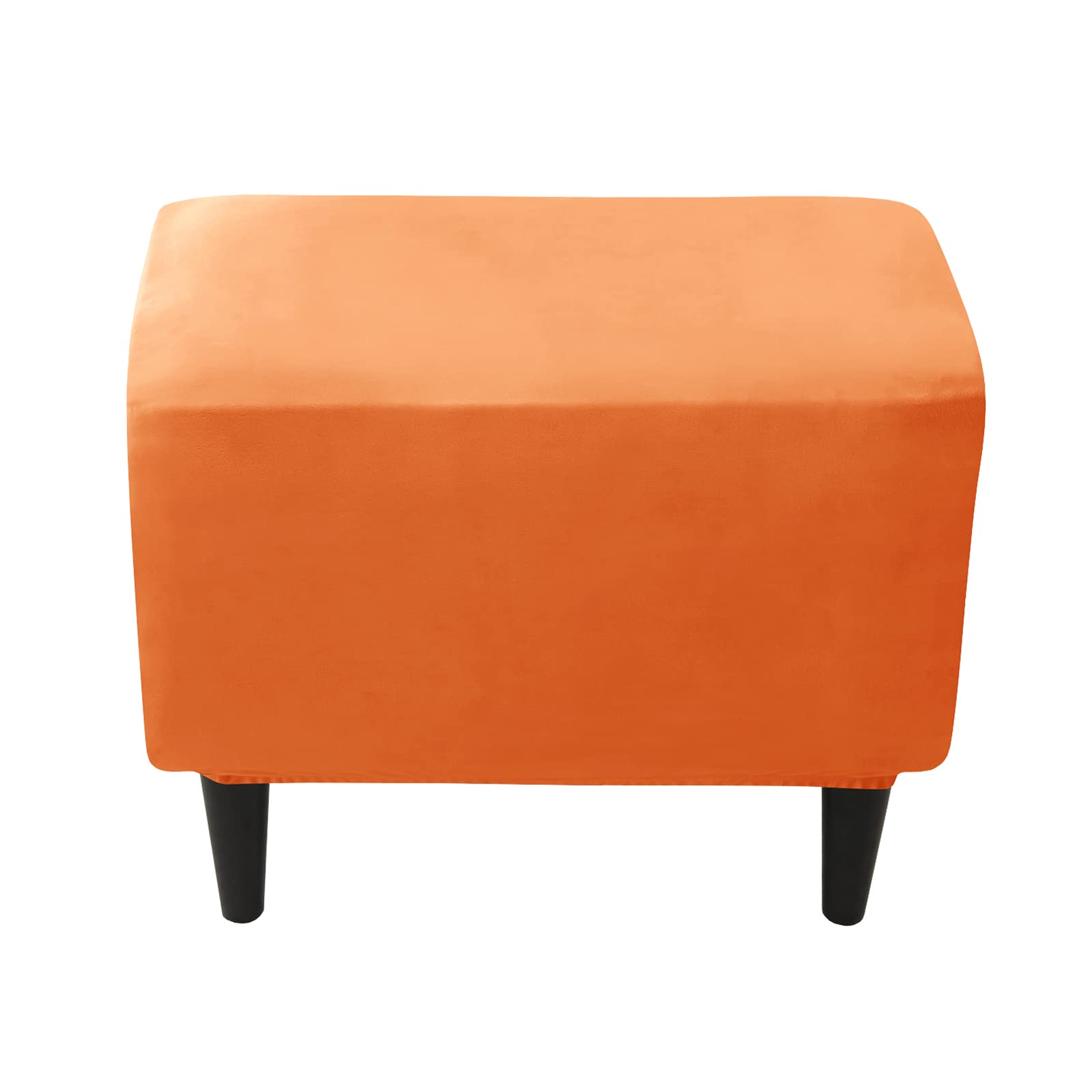 JHLD Ottoman Cover Velvet, Rectangle Ottoman Slipcover Small, Orange