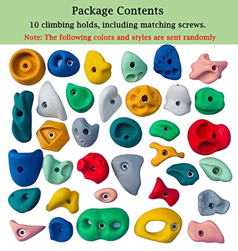 Bambini adolescenti adulti resina arrampicata tiene ideale per bambini arrampicata parete arrampicata con viti, 10 pezzi premium vite kit arrampicata principianti