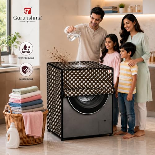 Image of Front Load Fully Automatic Washing Machine Cover for 8.5kg to 10kg | Waterproof & Dustproof Polyester Cover with Zip Closure | Suitable with Samsung, IFB, LG, Bosch & More (67 x 67 x 87 cm)