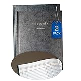 1InTheOffice 3 Column Ledger Book, Book Keeping Record Book, Accounting Ledger Book, 7.25 x 9.5-inch, Blue Marble, 2 Pack
